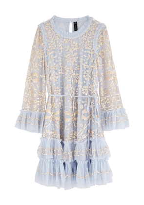 Needle & Thread Celia Sequin-embellished Ruffled Tulle Mini Dress - Blue - 2 (UK6 /xs)