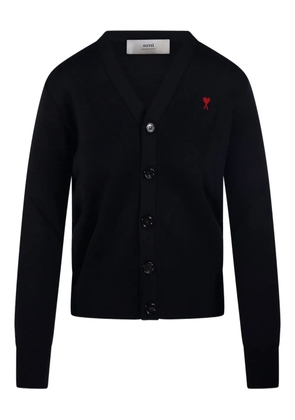 AMI Paris Ami De Coeur-logo embroidered cardigan - Black