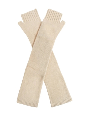 GANNI ribbed logo-detail gloves - Neutrals
