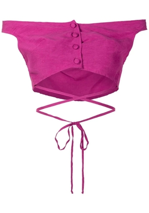 Amir Slama off-shoulder cropped blouse - Purple
