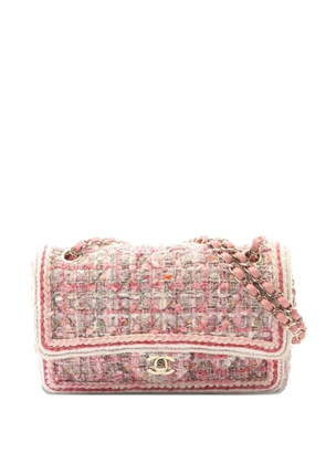 CHANEL Pre-Owned 2019 Medium Classic Quilted Tweed Braided Double Flap shoulder bag - Pink