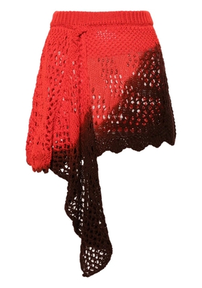 The Attico ombré open-knit miniskirt - Red