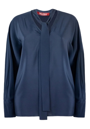 Max Mara tie-neck long-sleeve shirt - Blue