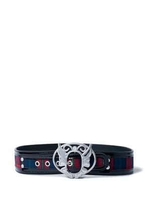 Chopova Lowena tartan-patent belt - Brown