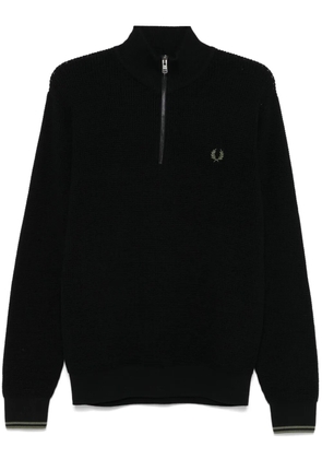 Fred Perry waffle-stitch half-zip sweater - Black