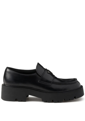 Prada brushed leather loafers - Black