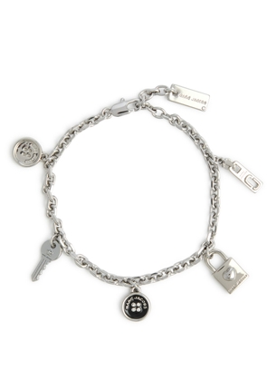 Marc Jacobs Button Charm Silver-plated Bracelet - Black And Silver - One Size