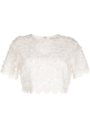 Sachin & Babi Naya floral-appliqué crop top - White