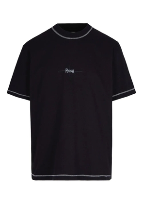 ROA embroidered-logo graphic-print polo T-shirt - Black