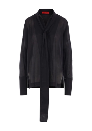 THELATEST attached-scarf buttoned shirt - Black