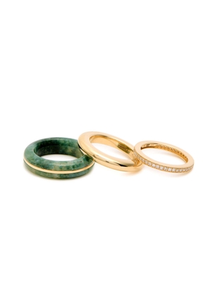 BY Pariah Classic Agate and 18kt Gold Rings - set of Three - Green - 54 (UK O / US 7)