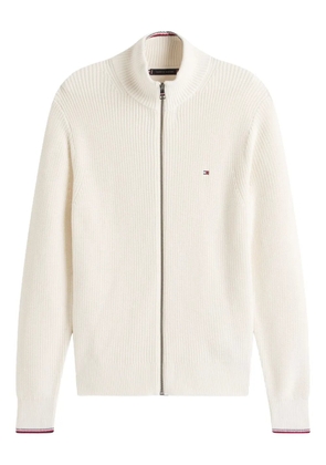 Tommy Hilfiger zip ribbed cardigan - White