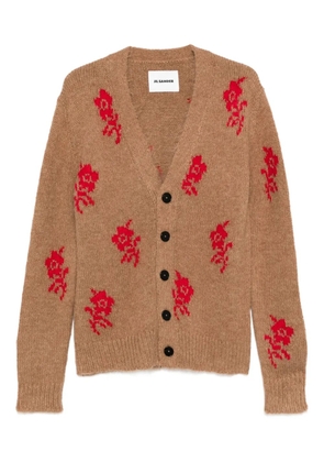 Jil Sander rose-detailed cardigan - Brown