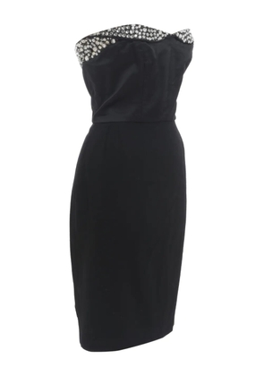 Vintage rhinestone-embellishment midi dress - Black