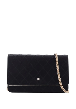 CHANEL Pre-Owned 2011 Bicolor Satin Diamond Stitch Wallet On Chain crossbody bag - Black