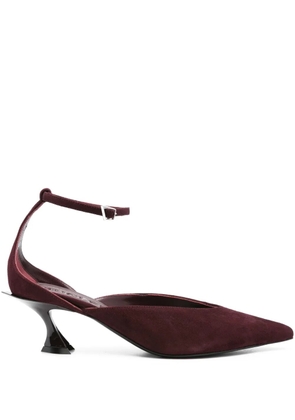 Mugler 55mm Fang ankle-strap pumps - Red