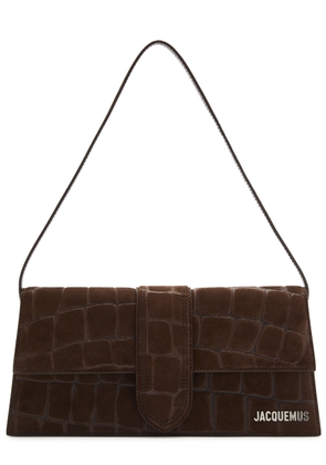 Jacquemus Le Bambino Long Crocodile-effect Suede Shoulder bag - Brown Dark - One Size
