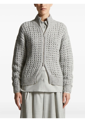 Peserico high-neck open-knit cardigan - Grey