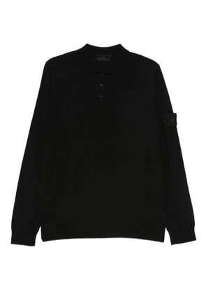 Stone Island long-sleeve patch polo shirt - Black