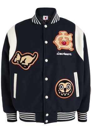 Ice Cream Collegiate Padded Felt Varsity Jacket - Navy - L