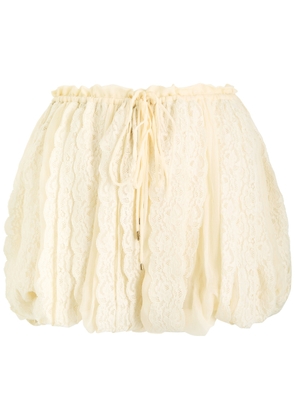 Chloe Lace Panelled Silk Shorts - Off White - 36 (UK8 / S)
