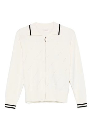 LIU JO diagonal-stripes zip-front cardigan - Neutrals