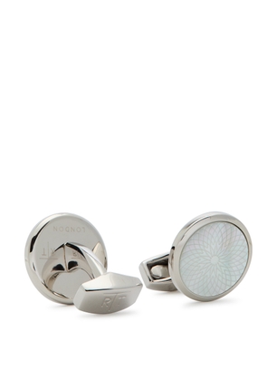 Tateossian Engraved Mother of Pearl Cufflinks - Silver - One Size
