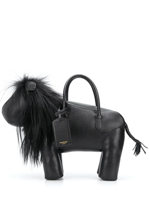 Thom Browne Lion pebbled leather tote bag - Black