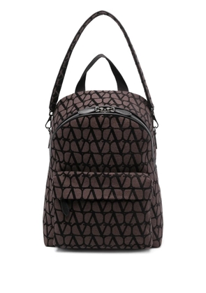 Valentino Garavani Toile Iconographe leather-trim backpack - Brown