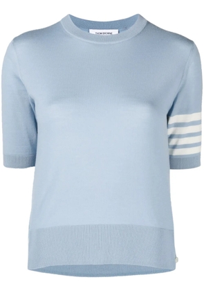 Thom Browne 4-Bar Stripes intarsia-knit T-shirt - Blue