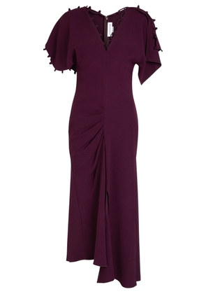 Victoria Beckham Rouleau Asymmetric Crepe Midi Dress - Bordeaux - 12 (UK12 / M)