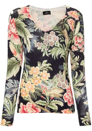 ETRO floral-print knitted jumper - Black