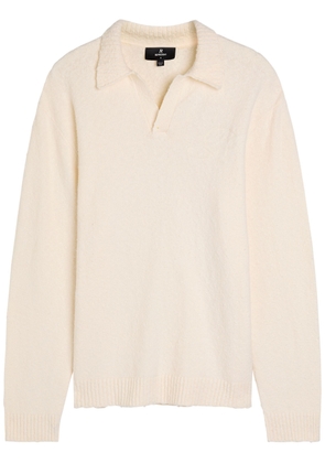 Represent Knitted Logo Bouclé Polo Jumper - White - S