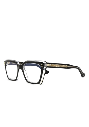 Kador pattern-detail square-frame glasses - Black