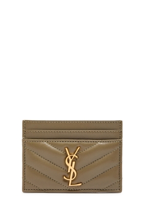 Saint Laurent Cassandre Logo Quilted Leather Card Holder - Green - One Size