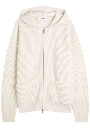 Lardini Ribbed Hooded Wool and Cashmere-blend Jumper - White - L