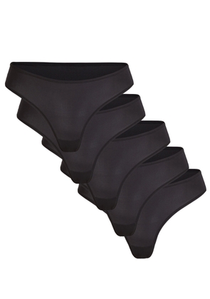 Skims Stretch-jersey Thongs - set of Five - Black - L (UK14 / L)