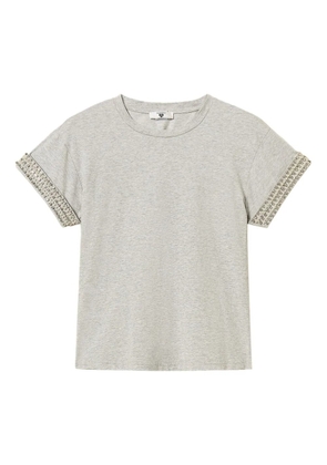 TWINSET pearl-rhinestone embellished T-shirt - Grey