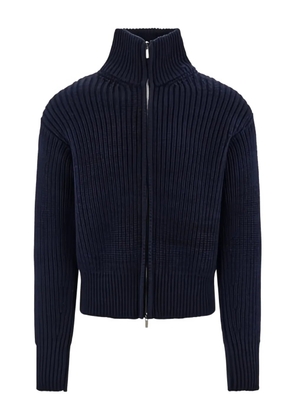 Ferragamo high-collar ribbed-wool jacket - Blue