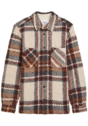 Wax London Whiting Patterned Intarsia Woven Overshirt - Ecru - M