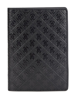 Roberto Cavalli Mirror Snake Monogram-embossed leather wallet - Black