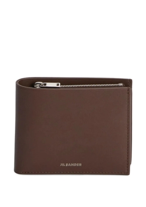 Jil Sander embossed zipped leather wallet - Brown