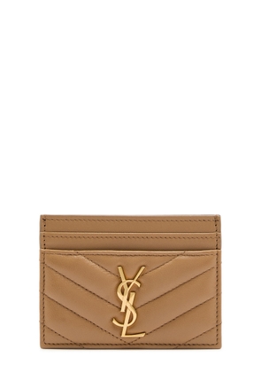 Saint Laurent Cassandre Quilted Card Holder - Tan - One Size
