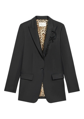 Blumarine embroidered-logo single-breasted blazer - Black