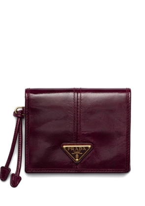 Prada Soft Lux patent-leather logo-plaque wallet - Red