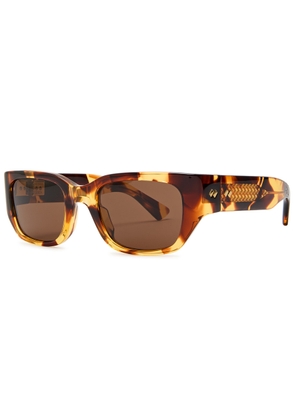 Bottega Veneta Tortoiseshell Rectangle-frame Sunglasses - Brown Havana - One Size