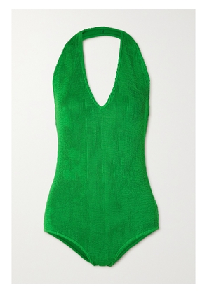 Bottega Veneta - Seersucker Halterneck Swimsuit - Green - IT36,IT38,IT40,IT42,IT44,IT46,IT48
