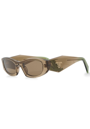 Prada Narrow Oval-frame Sunglasses - Brown Light - One Size
