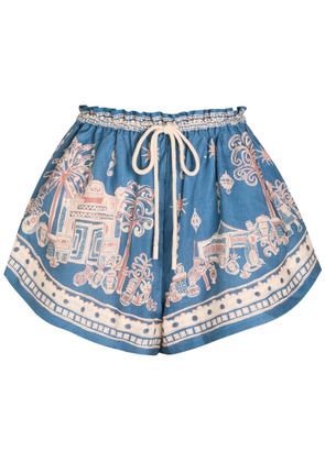 Alemais Acacia Printed Linen Shorts - Blue - 6 (UK6 / XS)