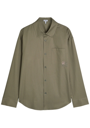 Loewe Anagram-embroidered Cotton-poplin Shirt - Khaki - 38 (C15 / S)